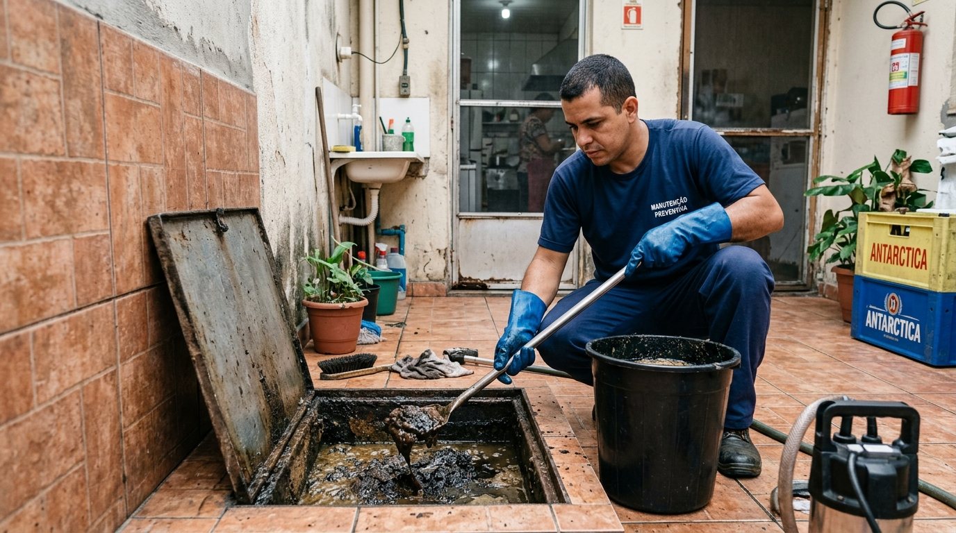 Limpeza de Caixa de Gordura com Equipe em Governador Valadares‑MG
